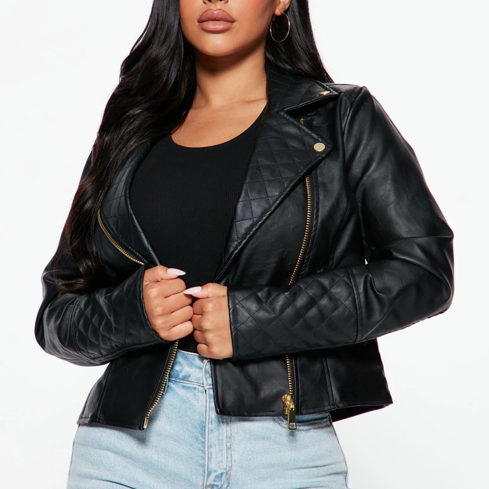 •Out for a Ride• Black Vegan Leather Moto Jacket